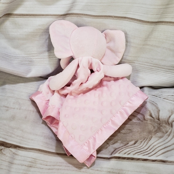 Pro Goleem Pink Elephant Satin Back Lovey Mini Security Blanket Knubby 16 Inch - Picture 5 of 8